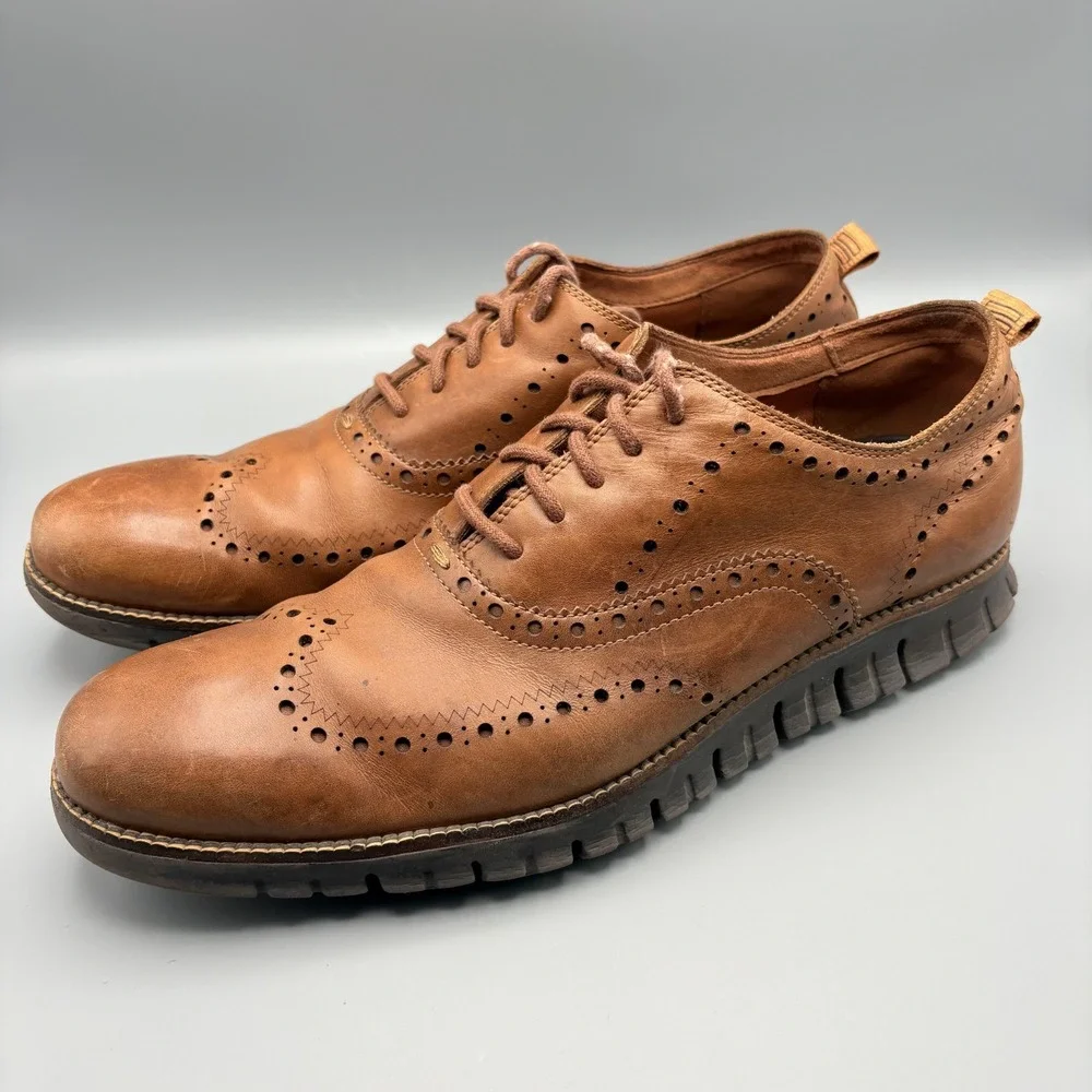 Cole Haan Zerogrand Men's 12M Wingtip Oxford Brown Shoes - C24964